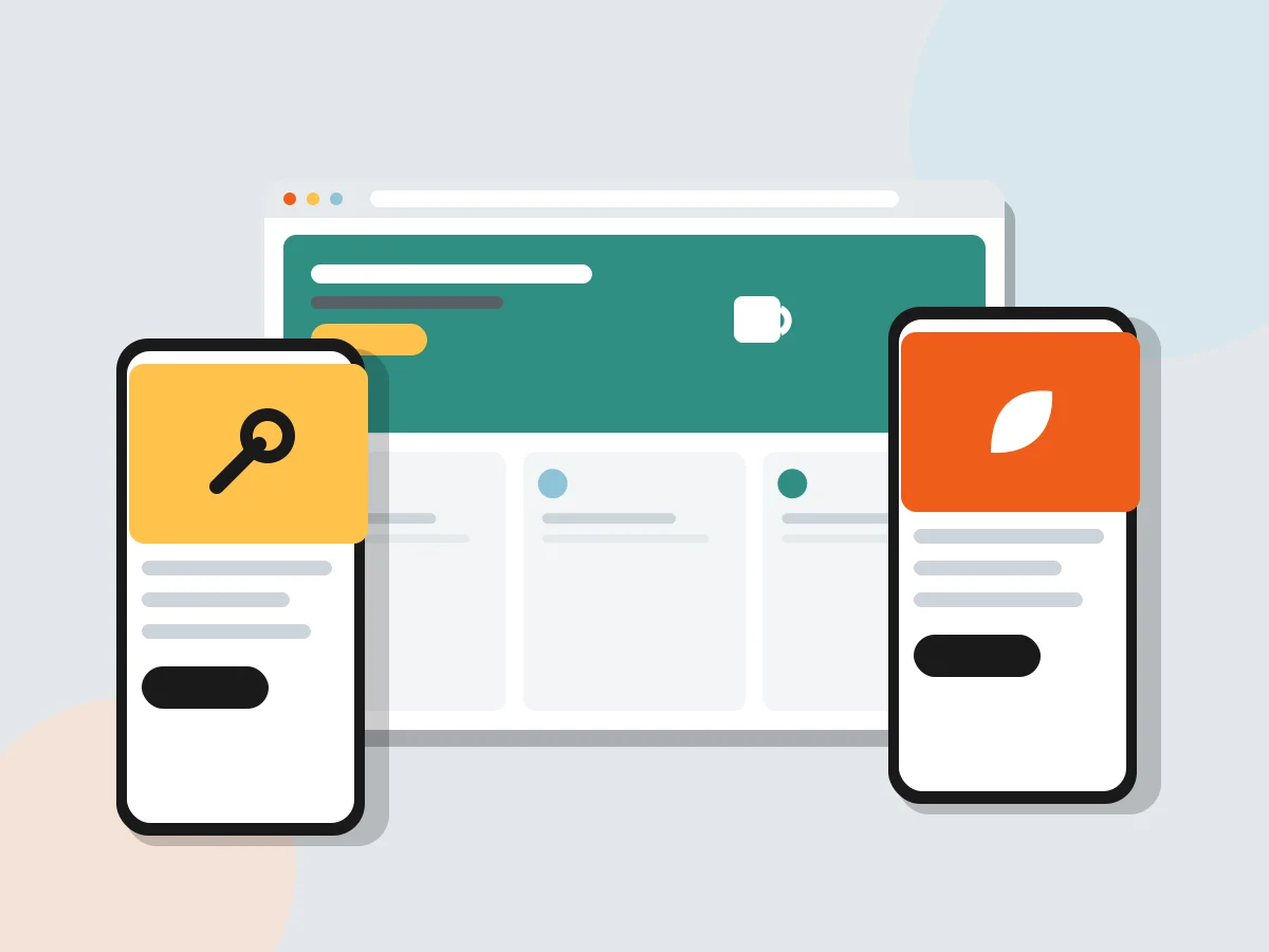 Example websites for a tradie, a café and a florist on phone and desktop