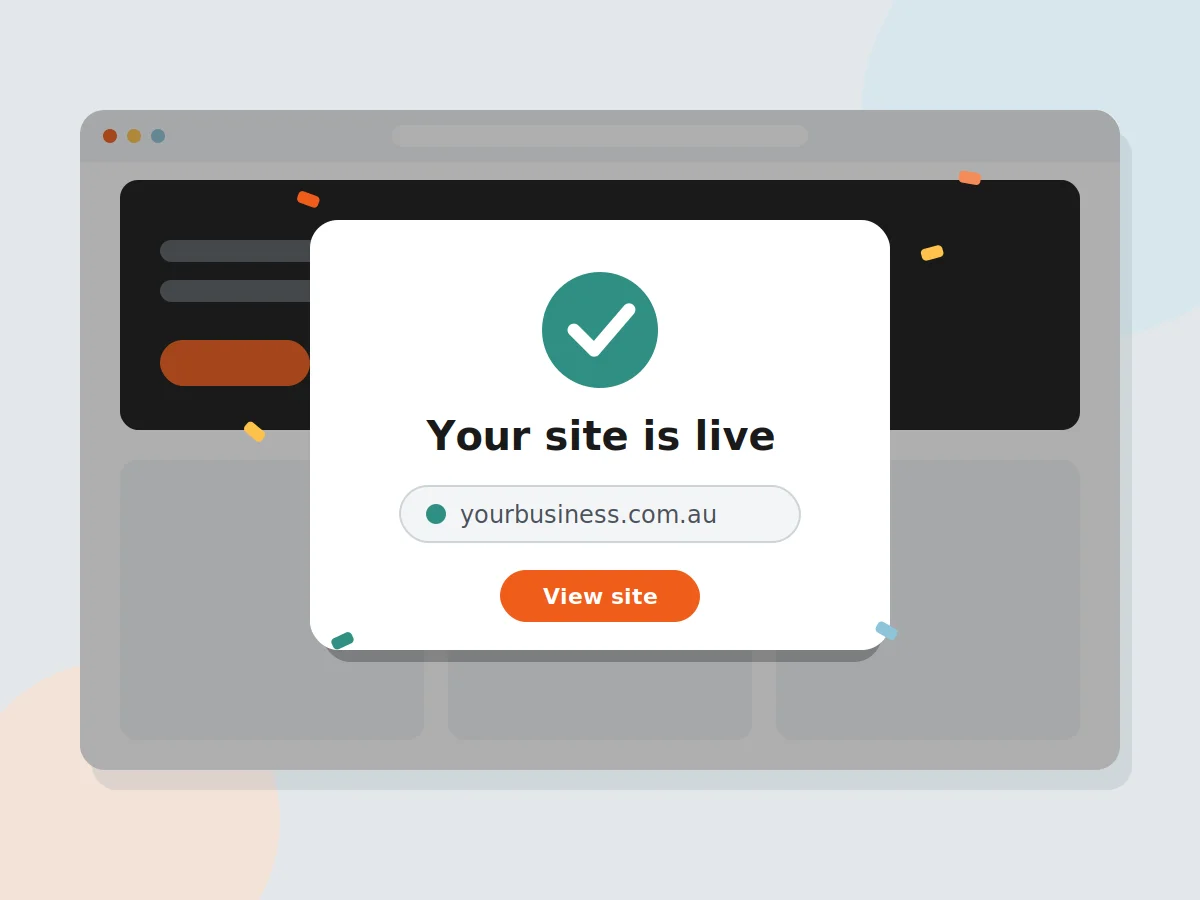 Confirmation window showing the website is live