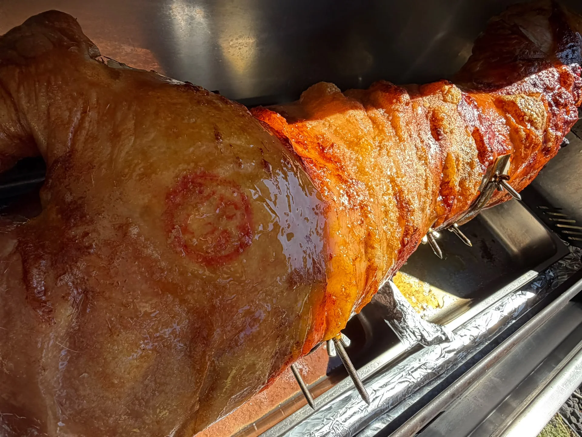Roasted whole animal on a spit